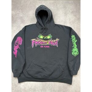 Six Flags Fright Fest 2023 Hoodie Men 2XL Black Neon Horror Halloween Sweatshirt